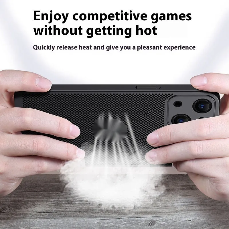 Matte solid colour PC phone case for iPhone showing heat dissipation and fingerprint resistance, in black finish