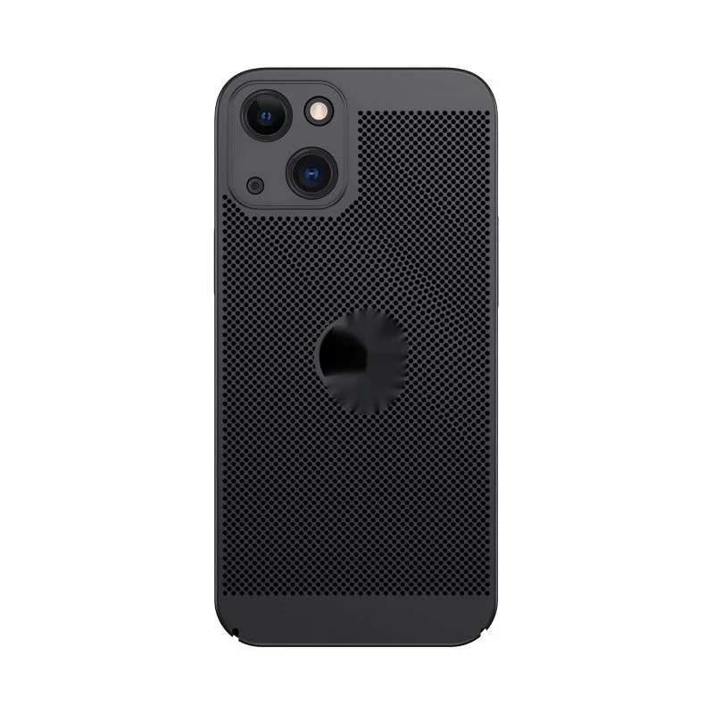 Matte solid colour PC phone case for iPhone showing heat dissipation and fingerprint resistance, in black finish