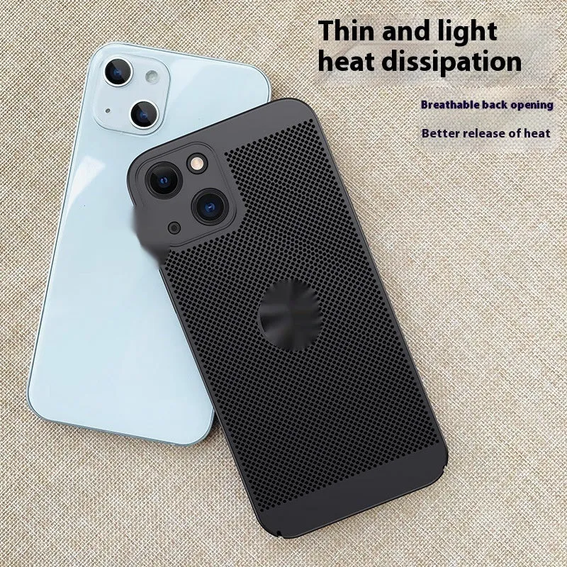 Matte solid colour PC phone case for iPhone showing heat dissipation and fingerprint resistance, in black finish