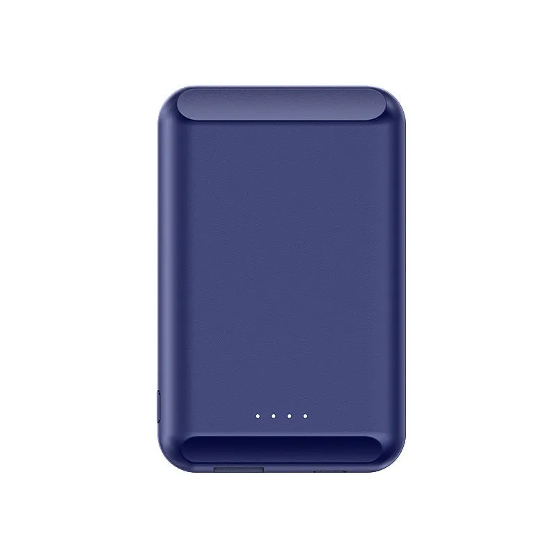 Magnetic wireless power bank in various colours showing magnetising side and plastic shell.