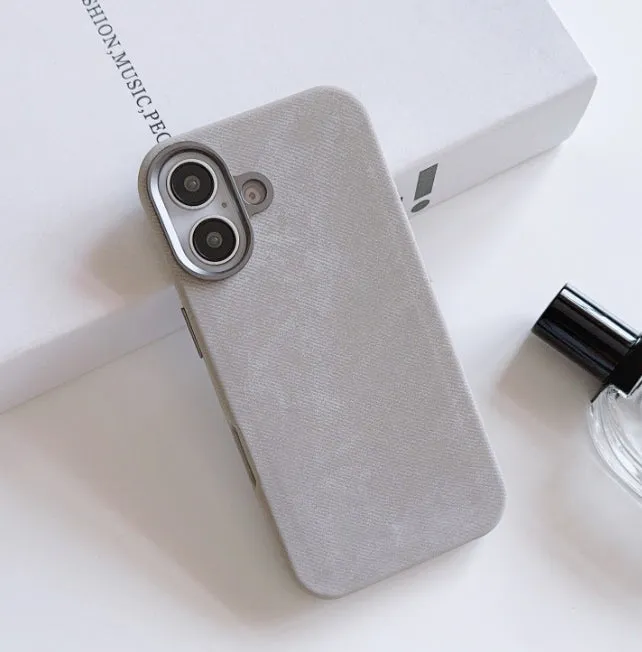 Flannel magnetic phone case in bean green for iPhone with fibre cloth texture and magnetic suction