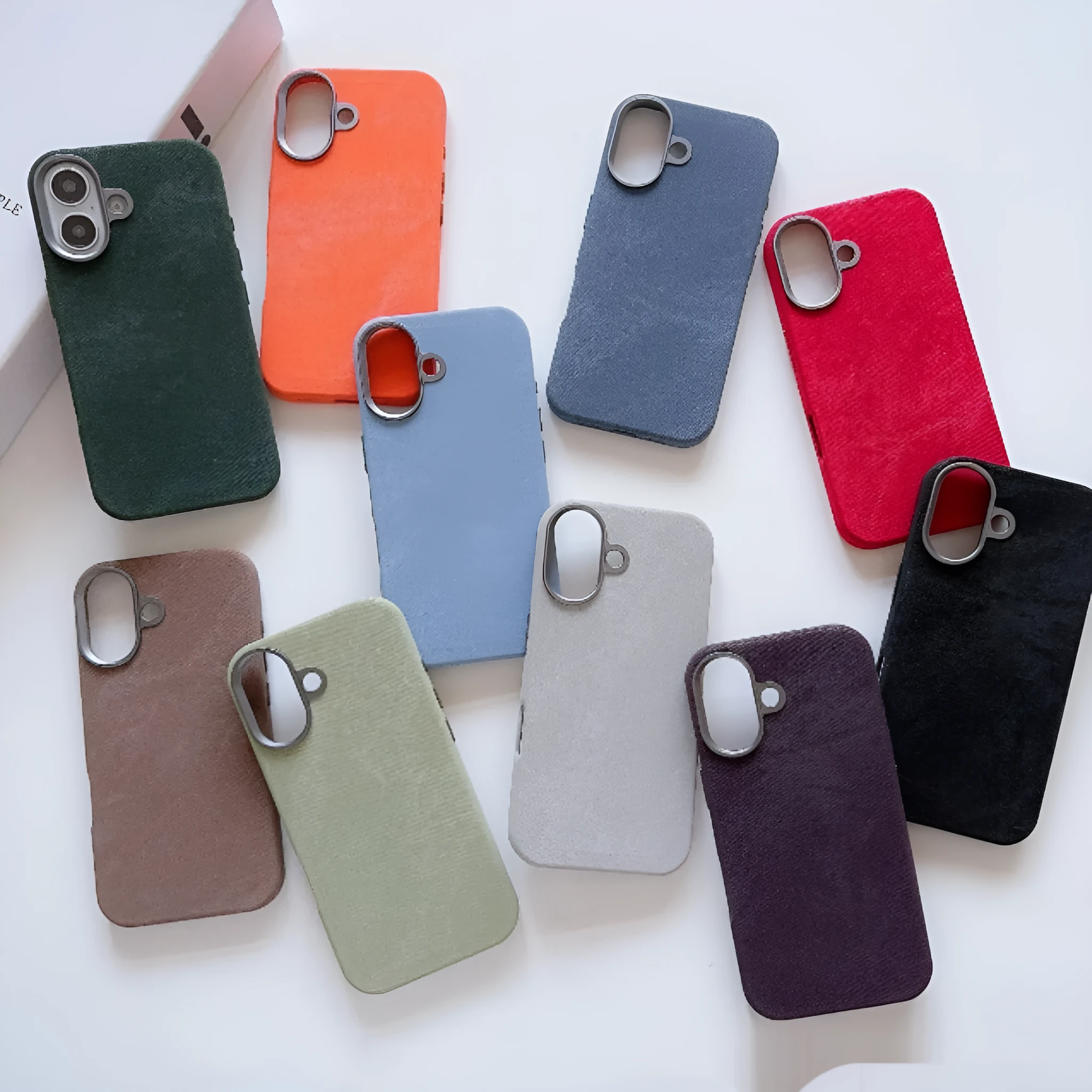 Flannel magnetic phone case in bean green for iPhone with fibre cloth texture and magnetic suction