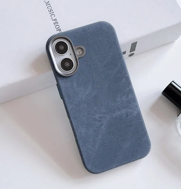 Flannel magnetic phone case in bean green for iPhone with fibre cloth texture and magnetic suction