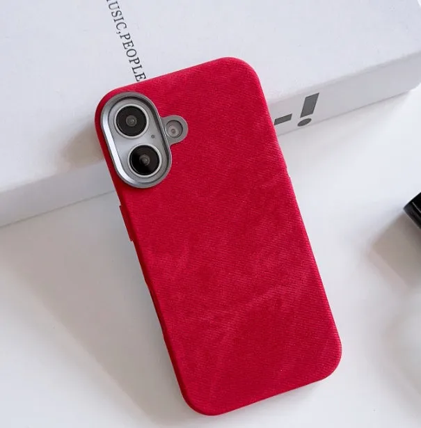 Flannel magnetic phone case in bean green for iPhone with fibre cloth texture and magnetic suction