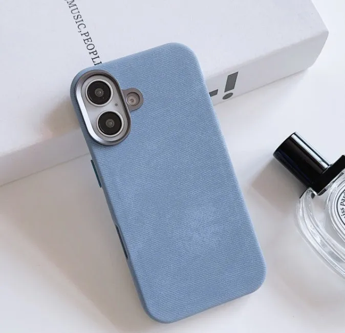 Flannel magnetic phone case in bean green for iPhone with fibre cloth texture and magnetic suction