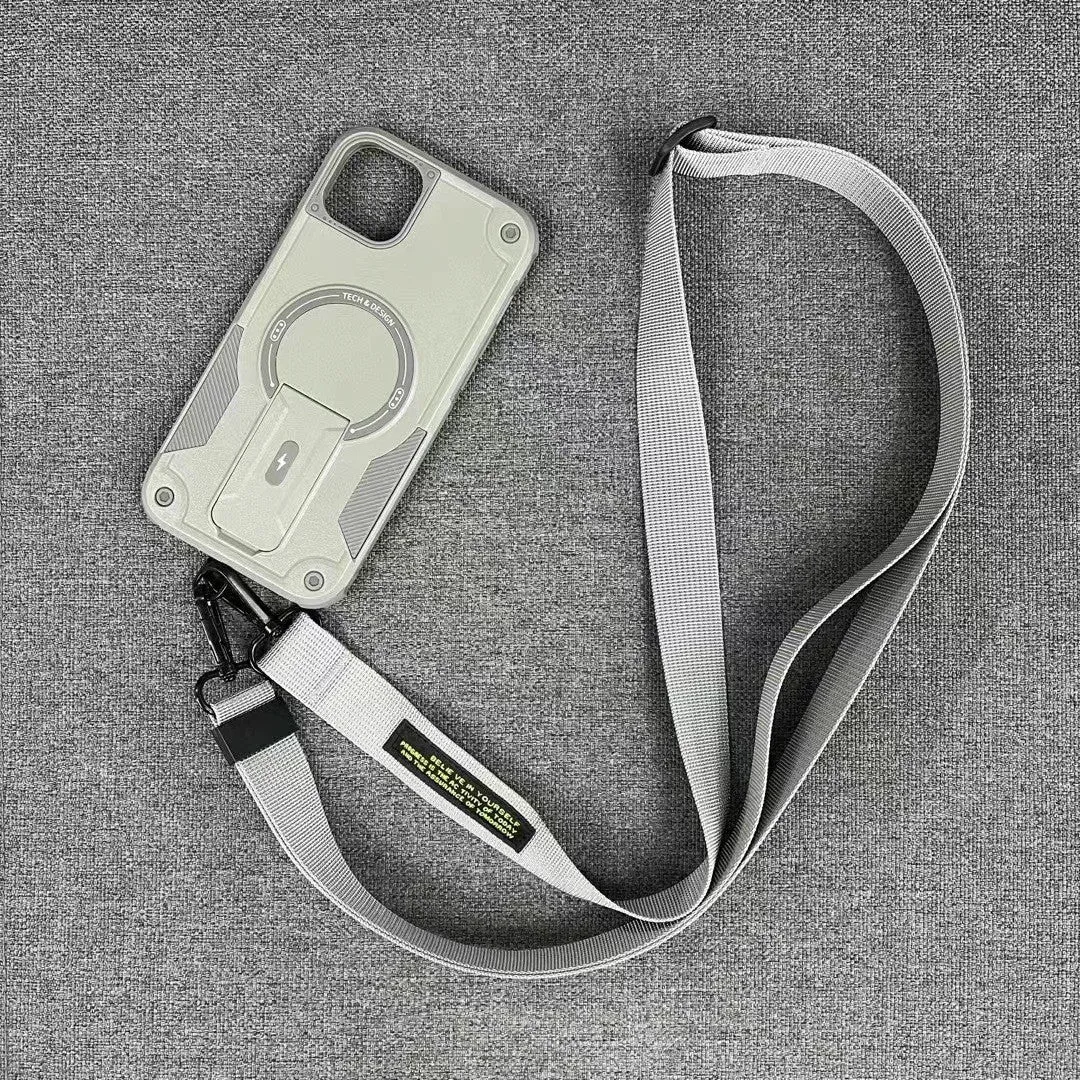 Magnetic invisible bracket phone case in Titan Gray for iPhone 15 Pro Max with frosted finish
