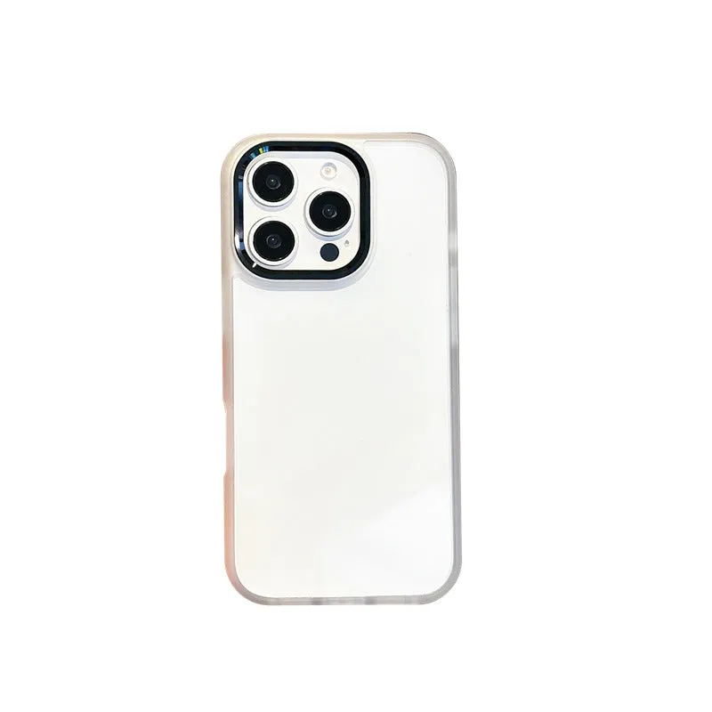 Transparent PC phone case for iPhone 16 Pro with metal eagle eye bracket ring in desert gold