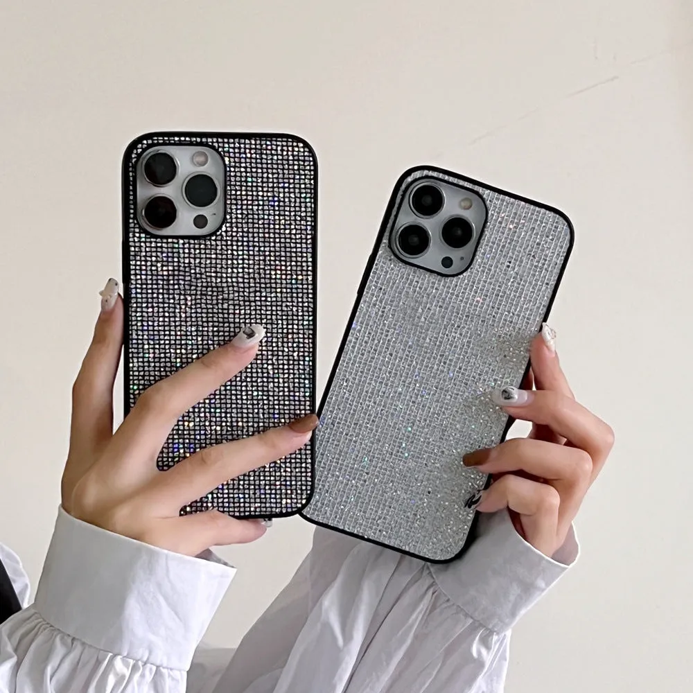 Creative rhinestone phone case in black with matte PC finish for iPhone 16 Pro Max