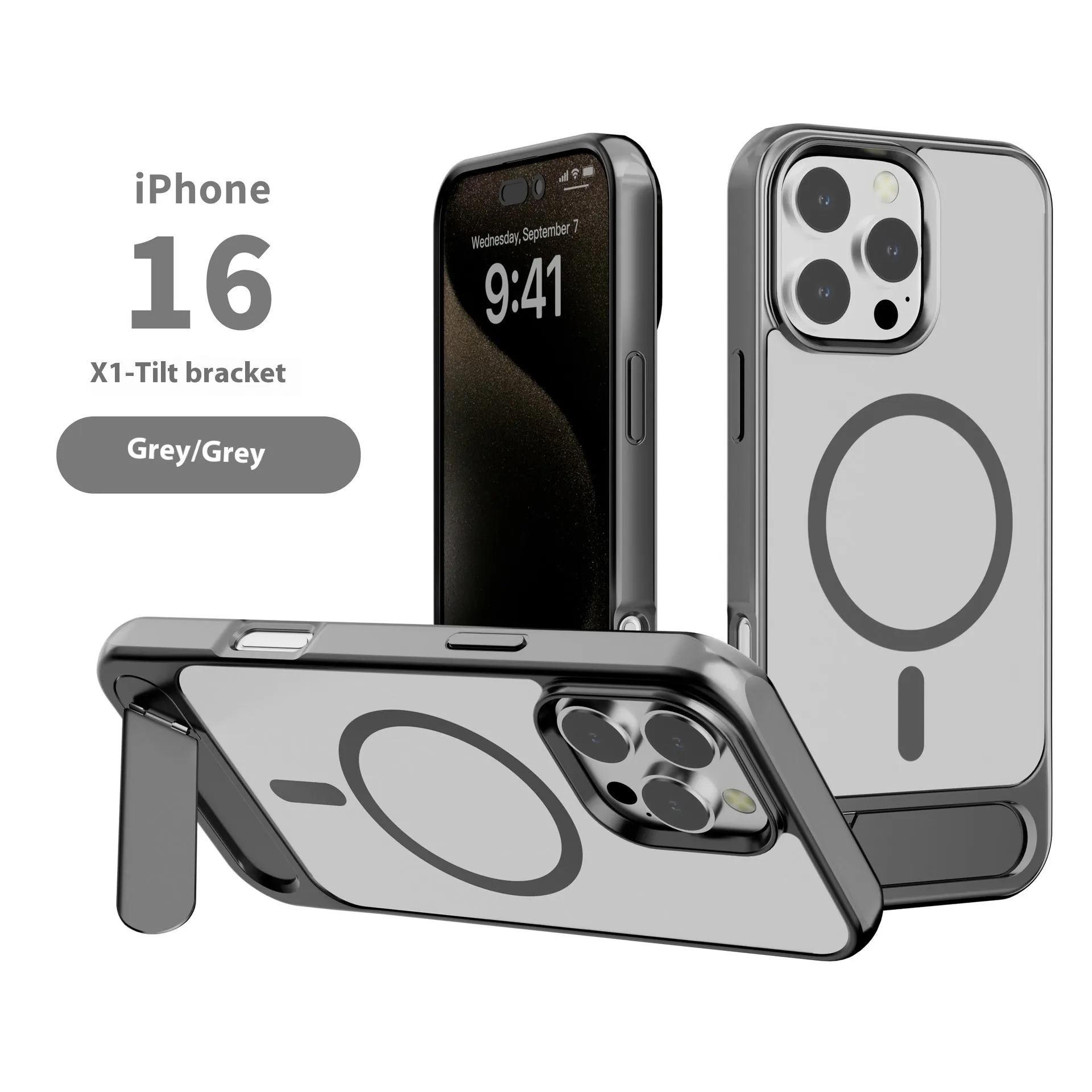 Metallic paint skin-sensitive magnetic bracket phone case for iPhone, wine red colour, TPU PC metal build