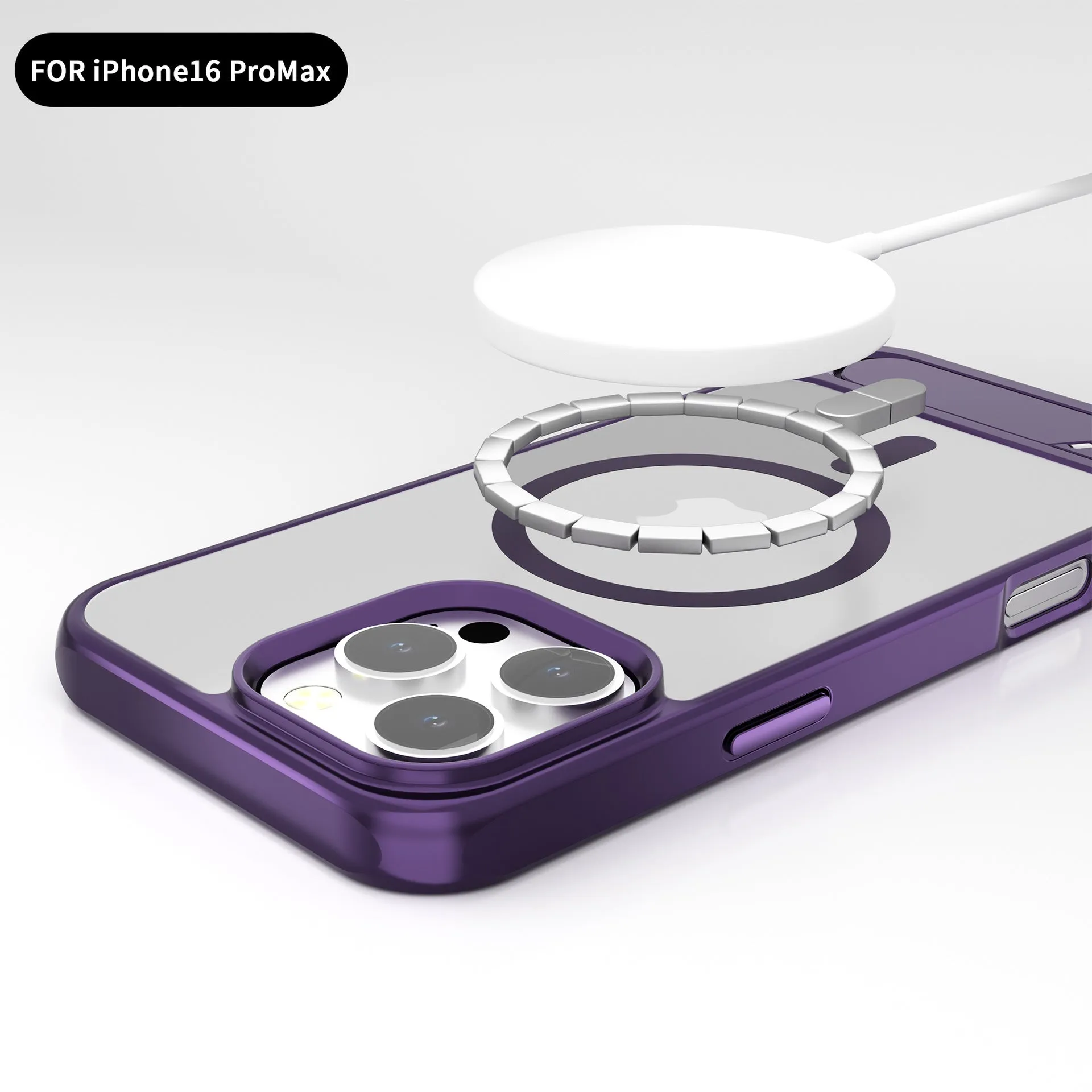 Metallic paint skin-sensitive magnetic bracket phone case for iPhone, wine red colour, TPU PC metal build