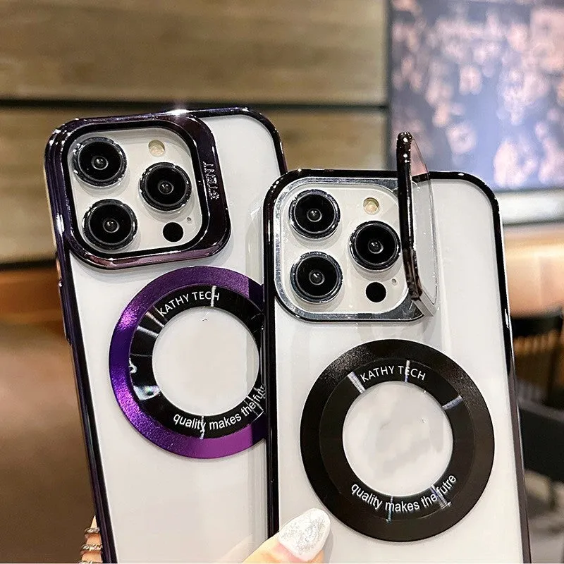 MagSafe-compatible hard PC iPhone case in dark purple colour with magnetic ring visible.