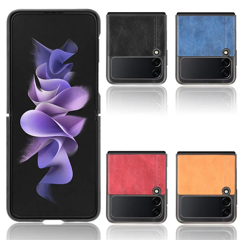 Samsung Galaxy Z Flip 3 5G Z Flip 4 5G PC leather back cover case in black with business style machined finish