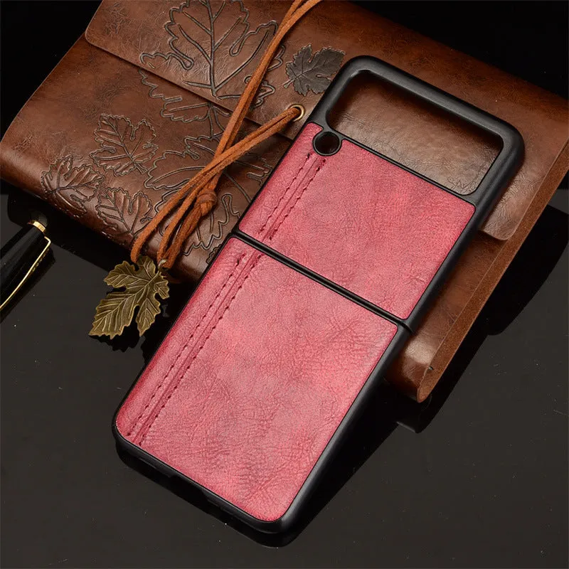 Samsung Galaxy Z Flip 3 5G Z Flip 4 5G PC leather back cover case in black with business style machined finish