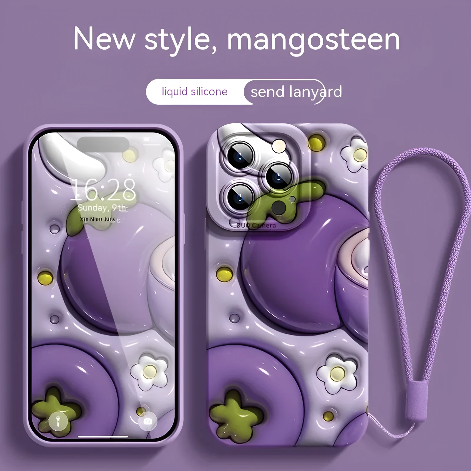 Three-dimensional mango silicone phone case for Apple iPhone in colour Mango