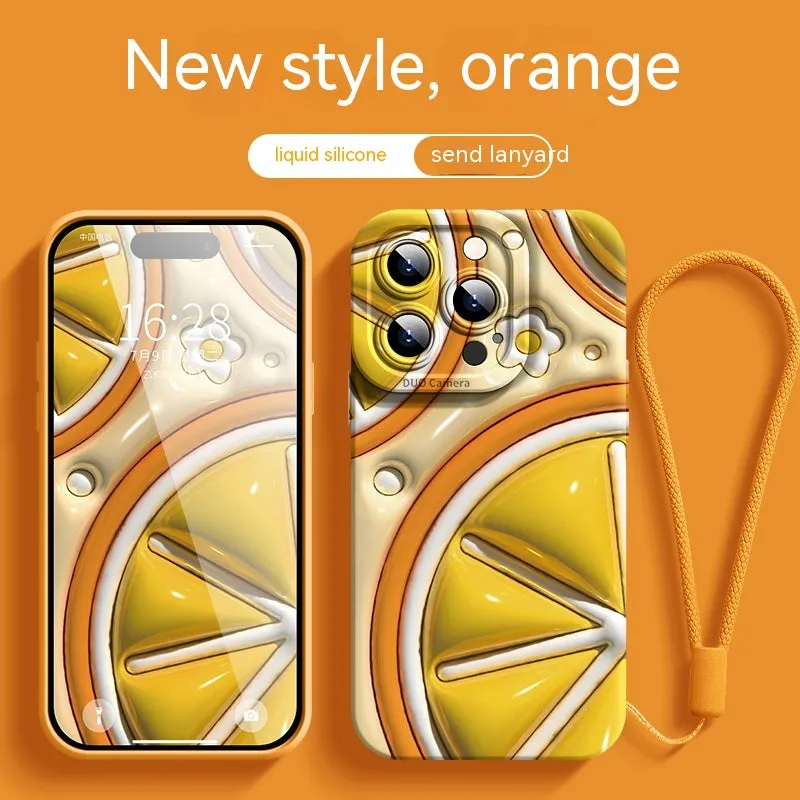 Three-dimensional mango silicone phone case for Apple iPhone in colour Mango