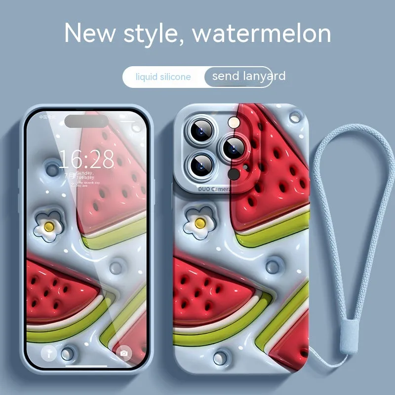 Three-dimensional mango silicone phone case for Apple iPhone in colour Mango