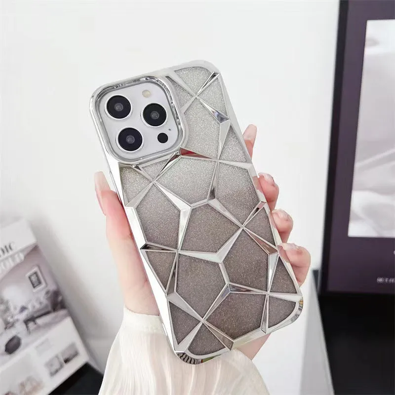Gradient electroplating Water Cube phone case for iPhone with anti-fall TPU back cover in purple colour