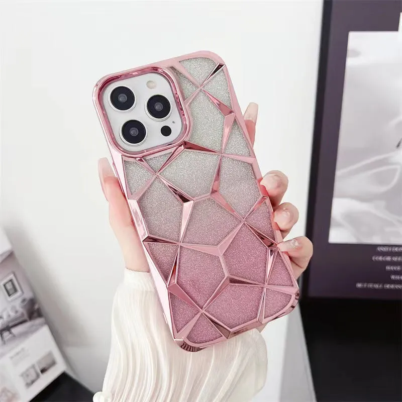 Gradient electroplating Water Cube phone case for iPhone with anti-fall TPU back cover in purple colour