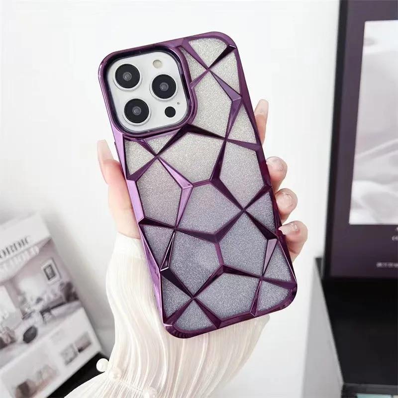Gradient electroplating Water Cube phone case for iPhone with anti-fall TPU back cover in purple colour