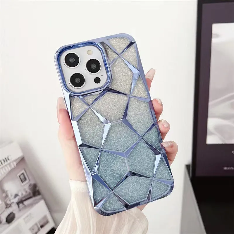 Gradient electroplating Water Cube phone case for iPhone with anti-fall TPU back cover in purple colour