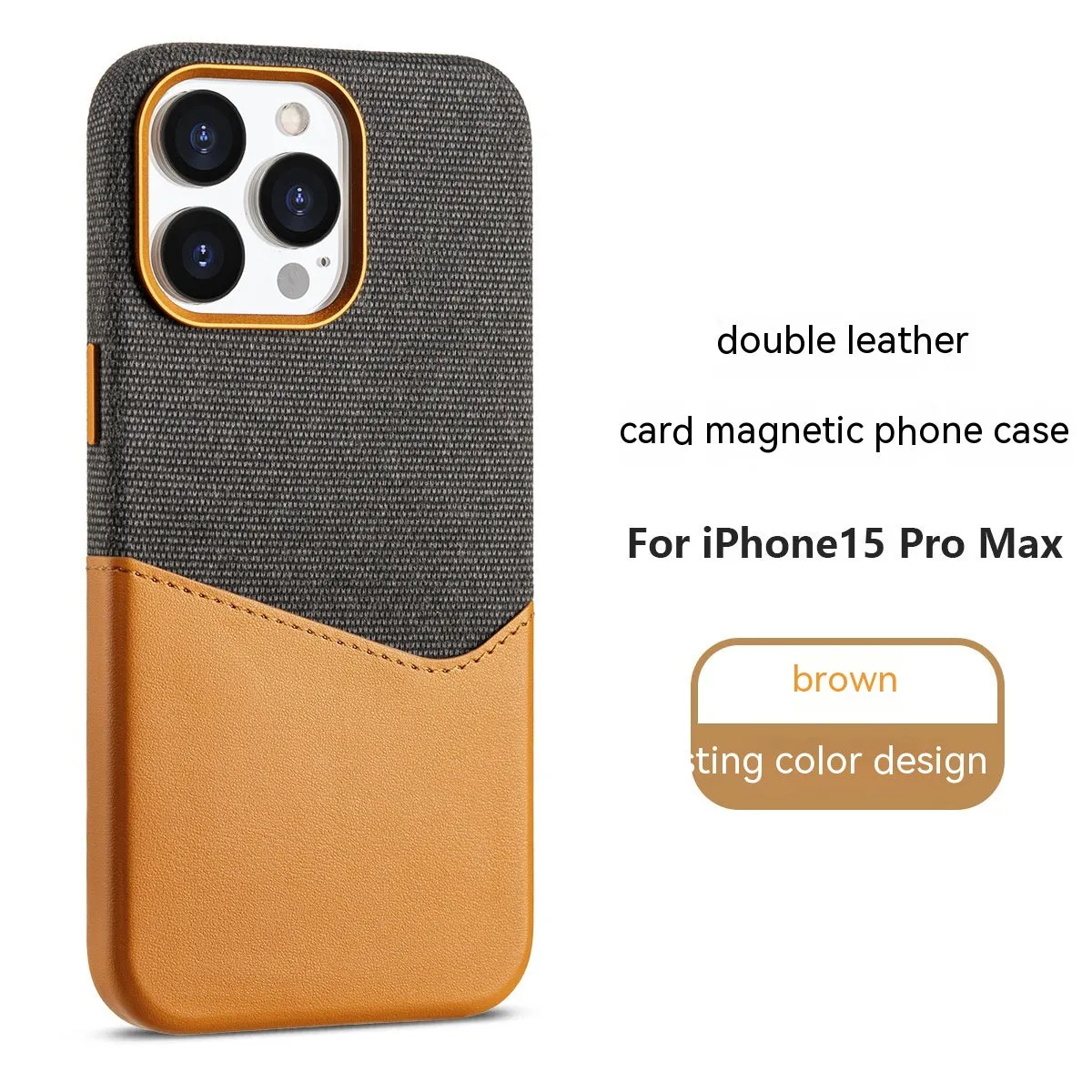 White magnetic leather phone case with card slot and double stitching for iPhone 12-15 series