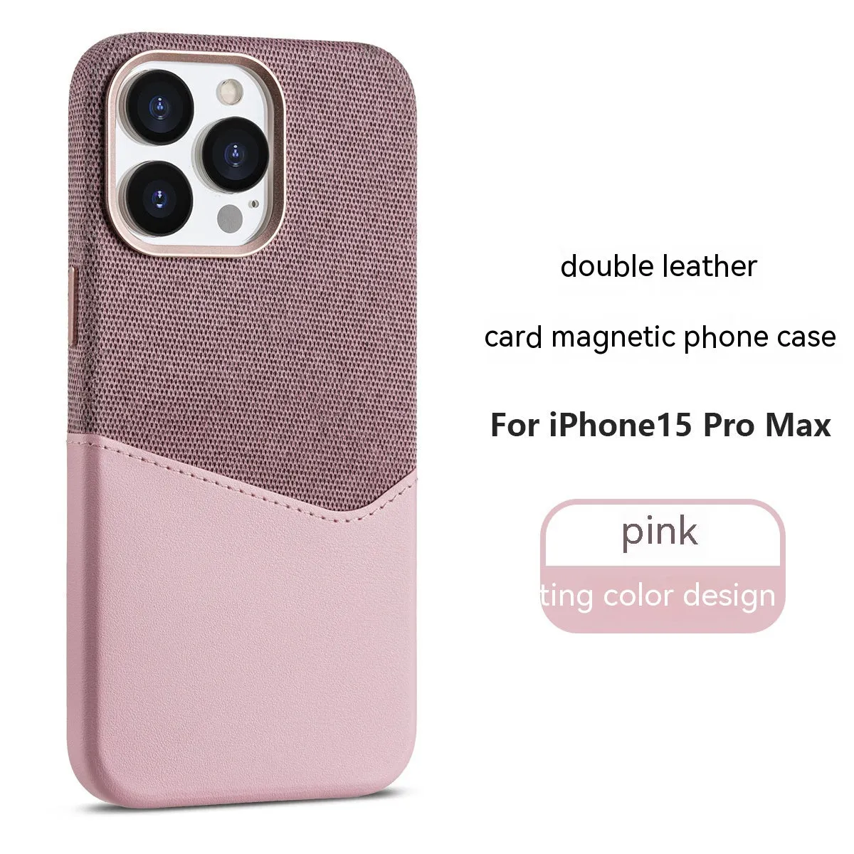 White magnetic leather phone case with card slot and double stitching for iPhone 12-15 series