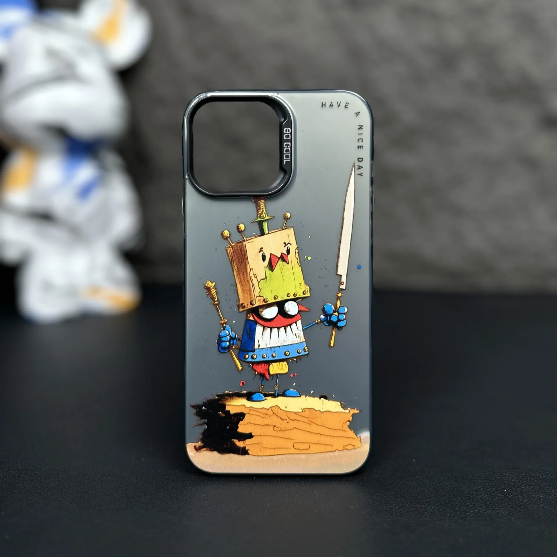 Drop-resistant TPU PC phone case for iPhone featuring an Astronaut colour design with raised edges for screen and lens protection