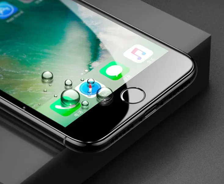 iPhone tempered glass screen protector with 3D carbon fibre soft edge in black and white colour options
