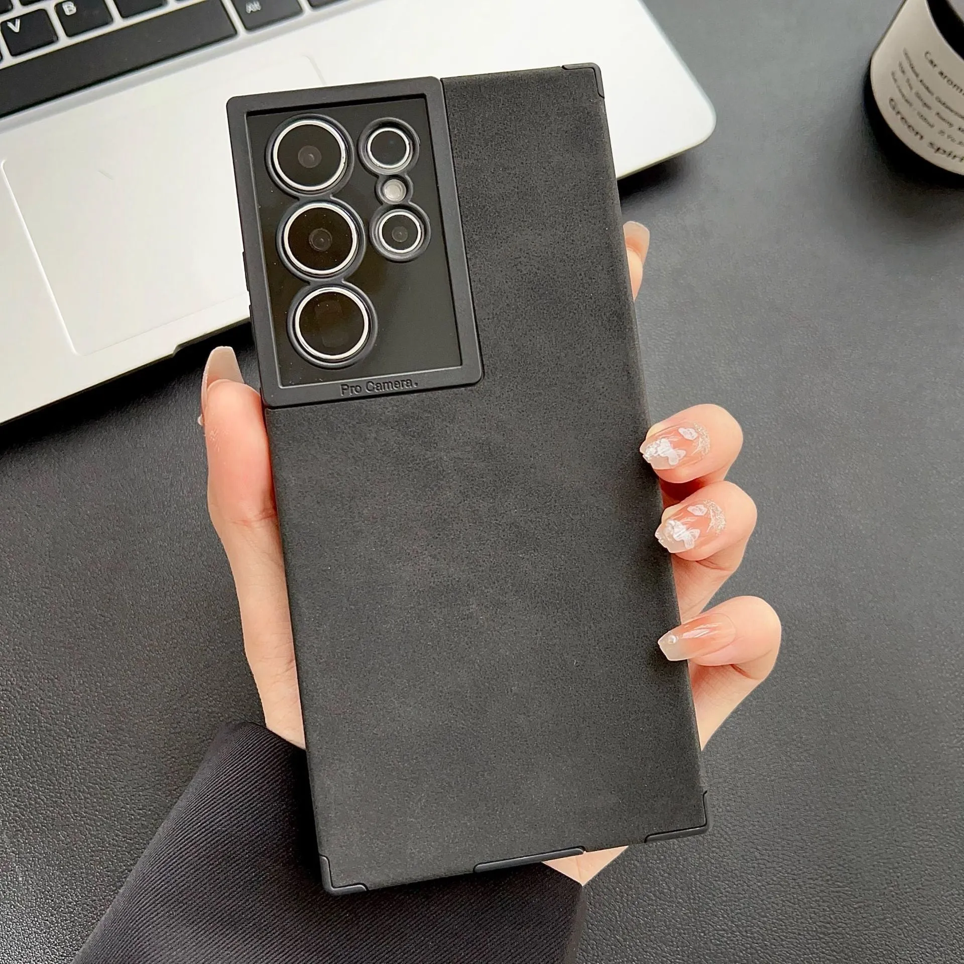 All-inclusive drop-resistant A72 soft phone case for Samsung in black imitation leather