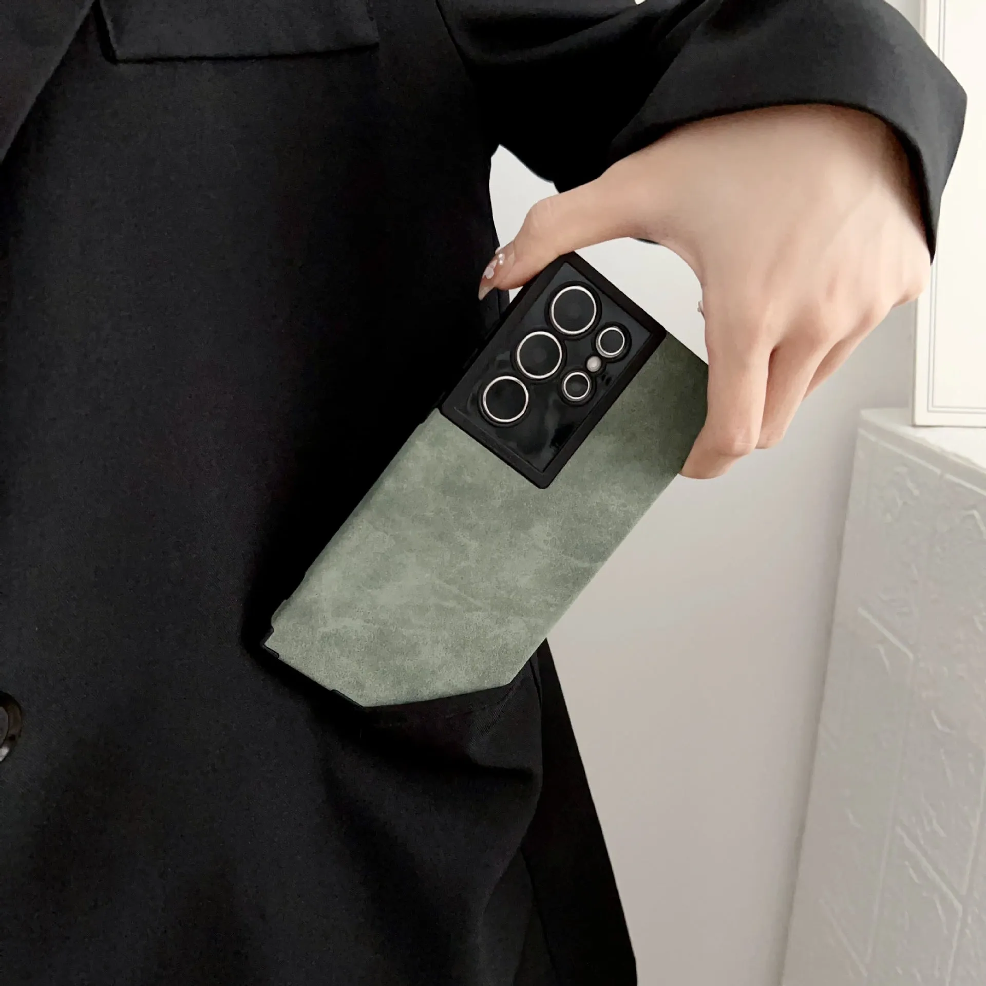 All-inclusive drop-resistant A72 soft phone case for Samsung in black imitation leather