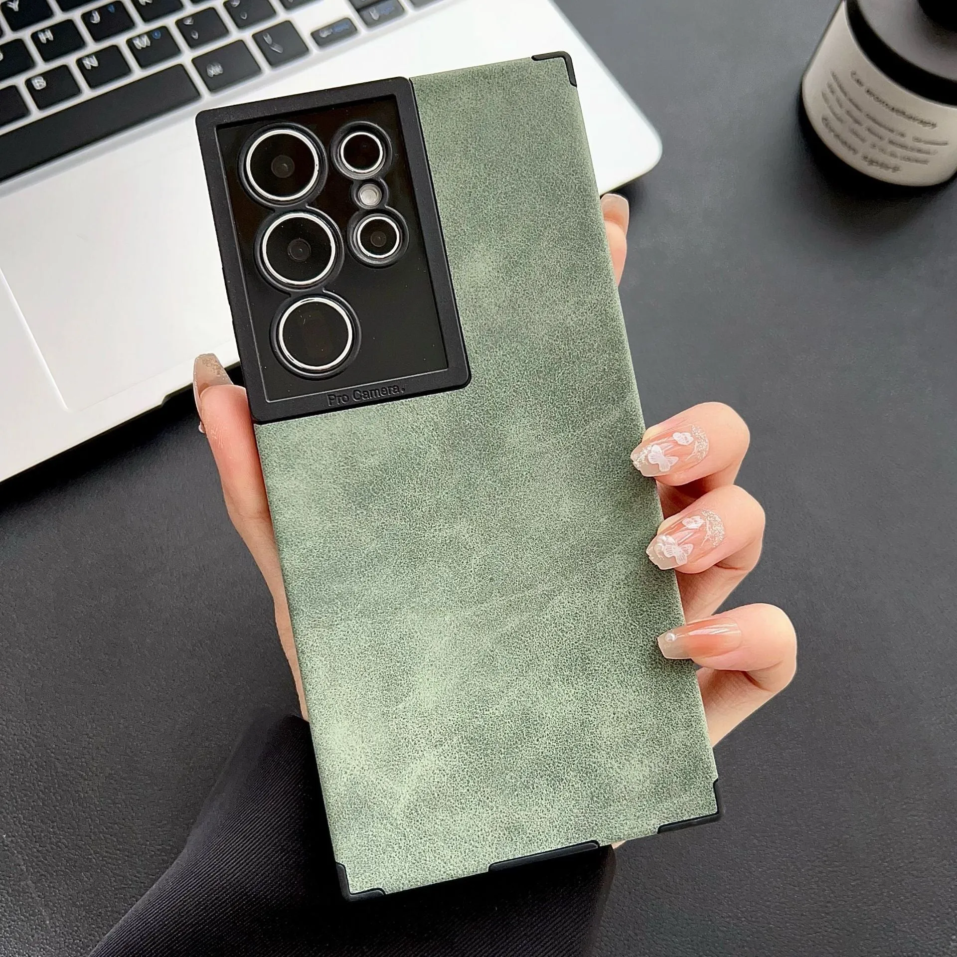 All-inclusive drop-resistant A72 soft phone case for Samsung in black imitation leather