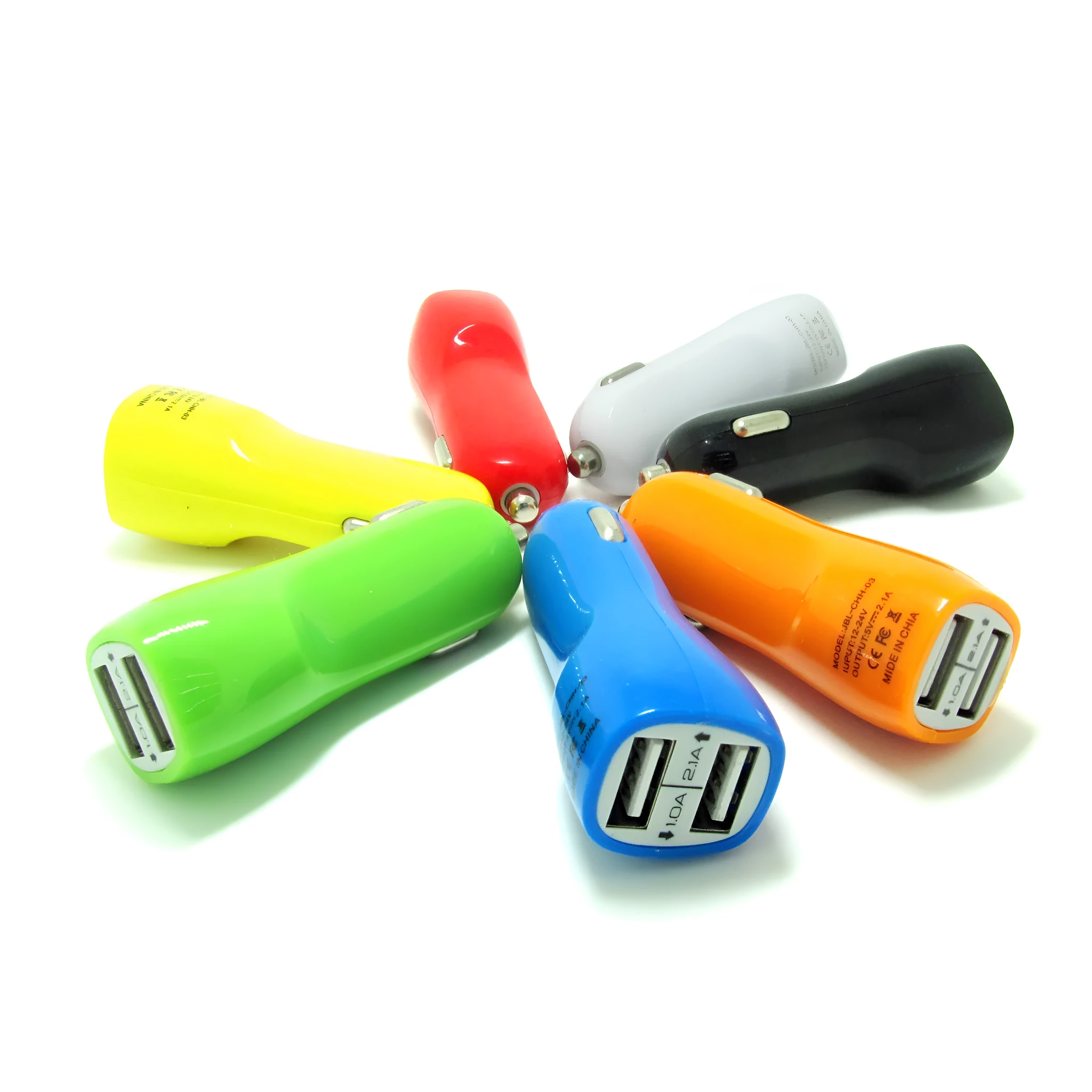 Duckbill dual USB car charger with blue LED indicator light showing socket location