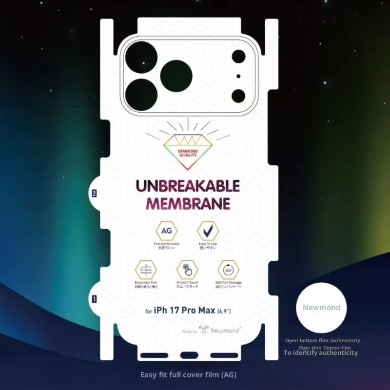Frosted TPU protective back film for iPhone, matte finish, anti scratch, diamond invisible design