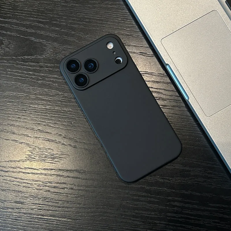 Magnetic non-slip silicone phone case with lens cover for iPhone, available in eight colours