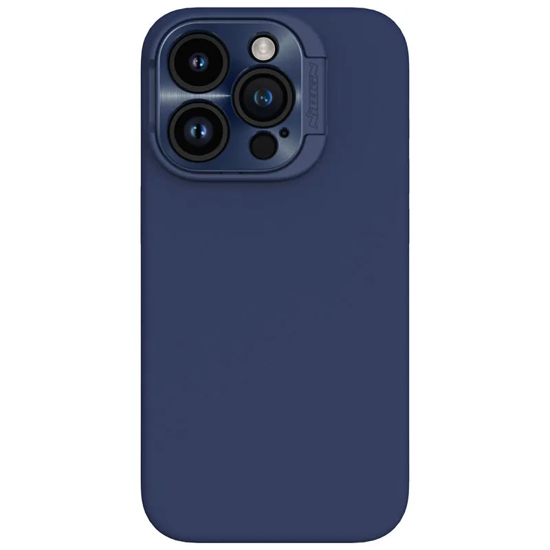 Liquid silicone magnetic phone case with bracket in black for iPhone