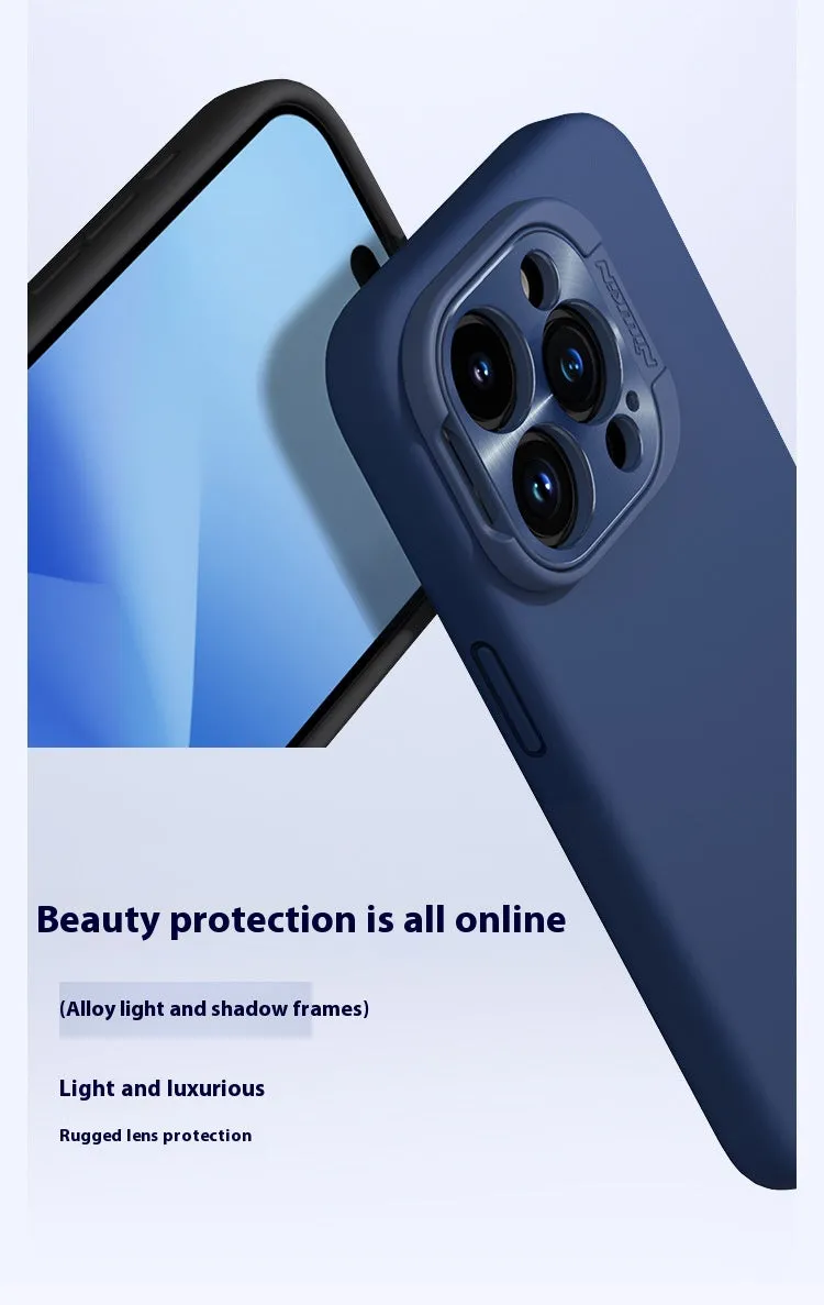 Liquid silicone magnetic phone case with bracket in black for iPhone