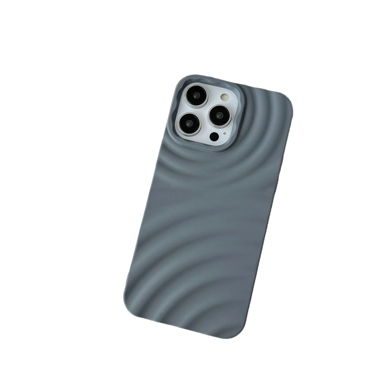 Creative water ripple TPU phone case for iPhone with anti-fingerprint finish in corrugated black