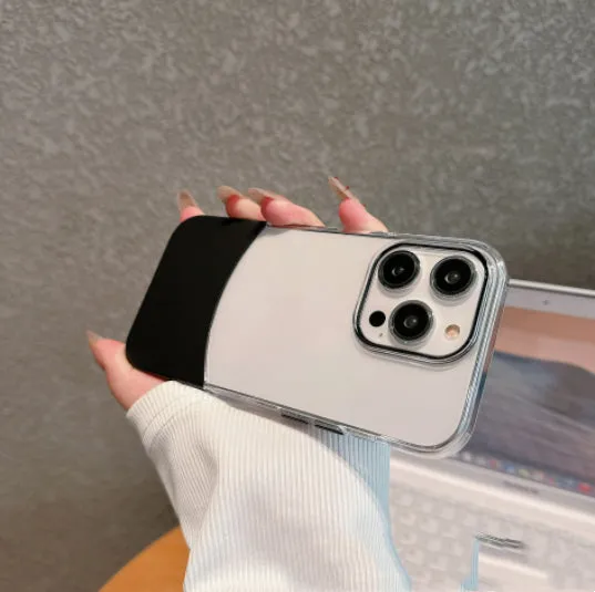 Splicing two-in-one PC hard phone case for iPhone, shockproof and drop resistant, black colour