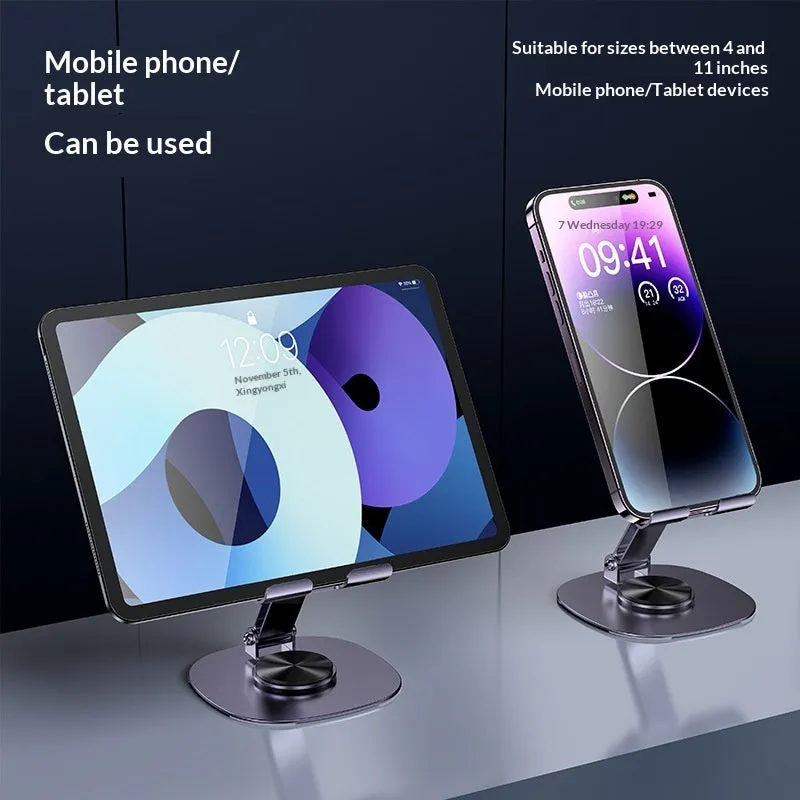 Desktop folding aluminium alloy phone stand in Gun Gray with upright smartphone