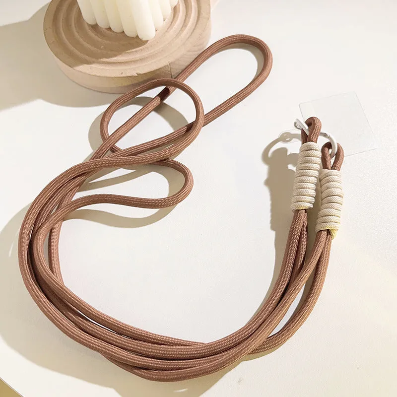 Simple woven crossbody mobile phone lanyard strap for women with three long shoelace size options 124, 125, 126