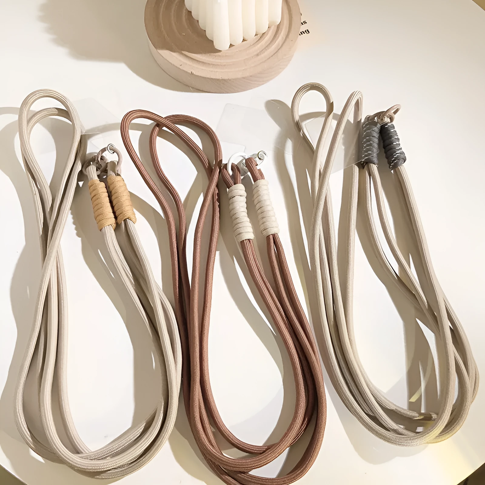 Simple woven crossbody mobile phone lanyard strap for women with three long shoelace size options 124, 125, 126