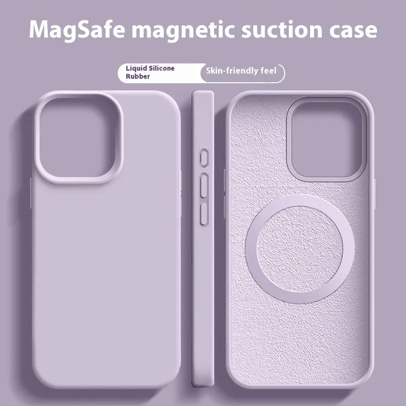 Magsafe liquid silicone phone case for Apple iPhone in solid colour with magnetic ring visible