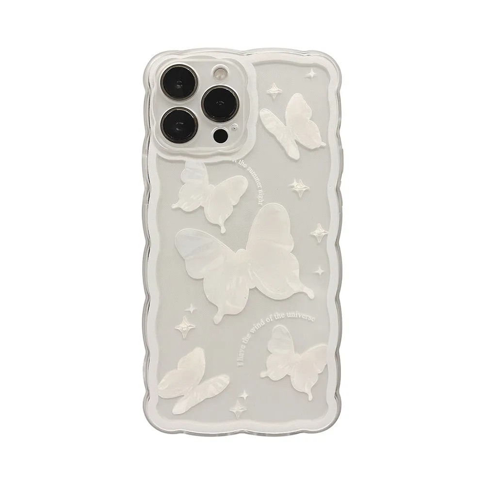 Transparent TPU phone case with painted white crystal butterfly for IPhone