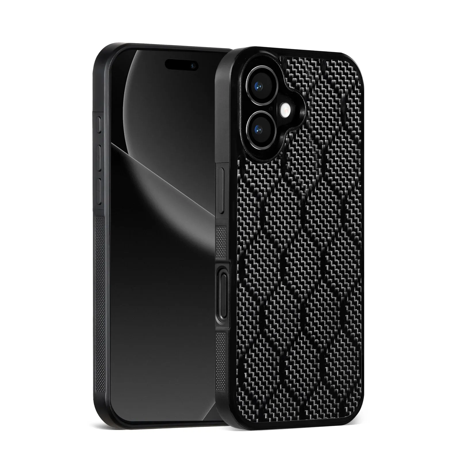 Honeycomb pattern shockproof phone case for iPhone 12-17 series with black polycarbonate back and TPU edges