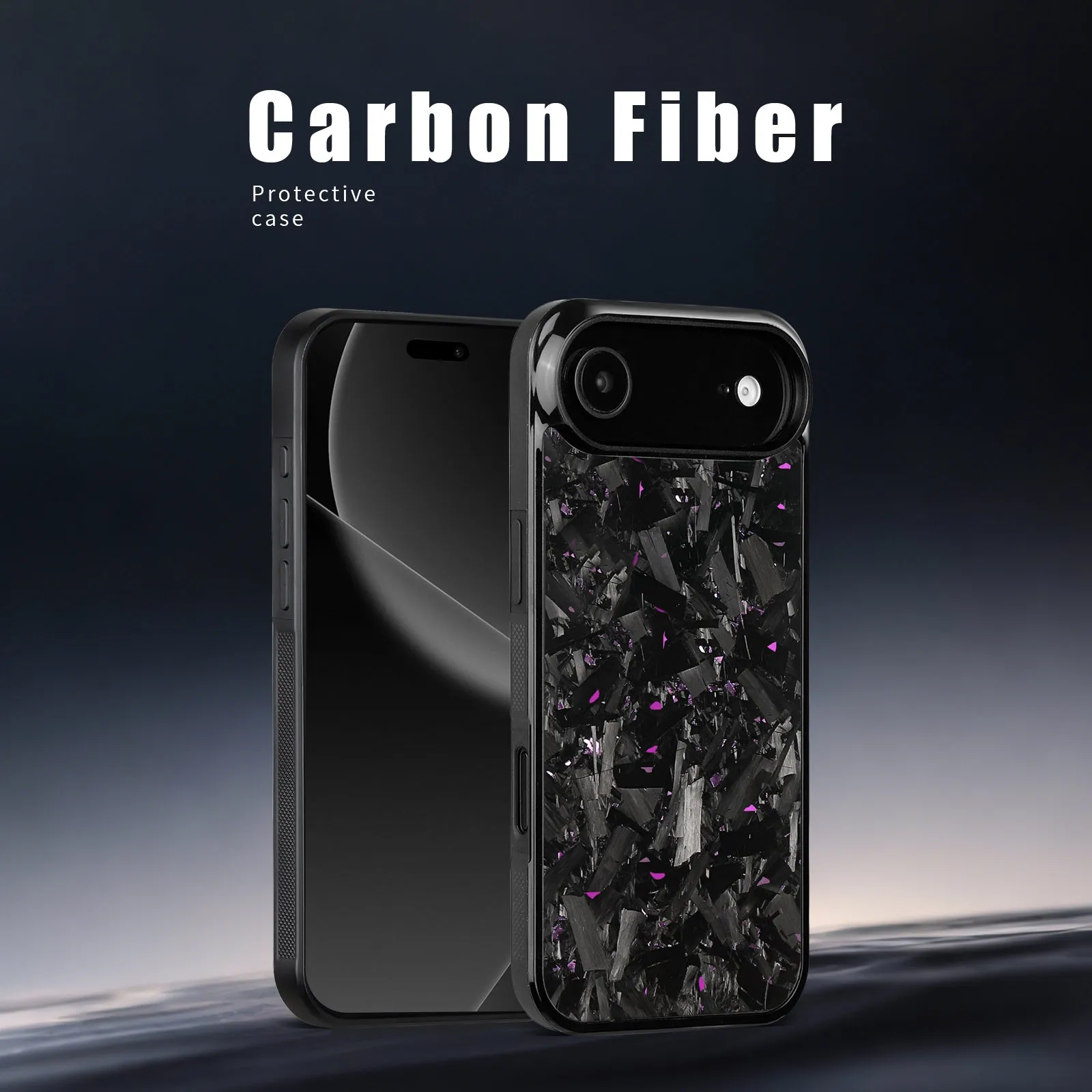 Large grain textured mobile phone case for iPhone 14 to 17 series in black