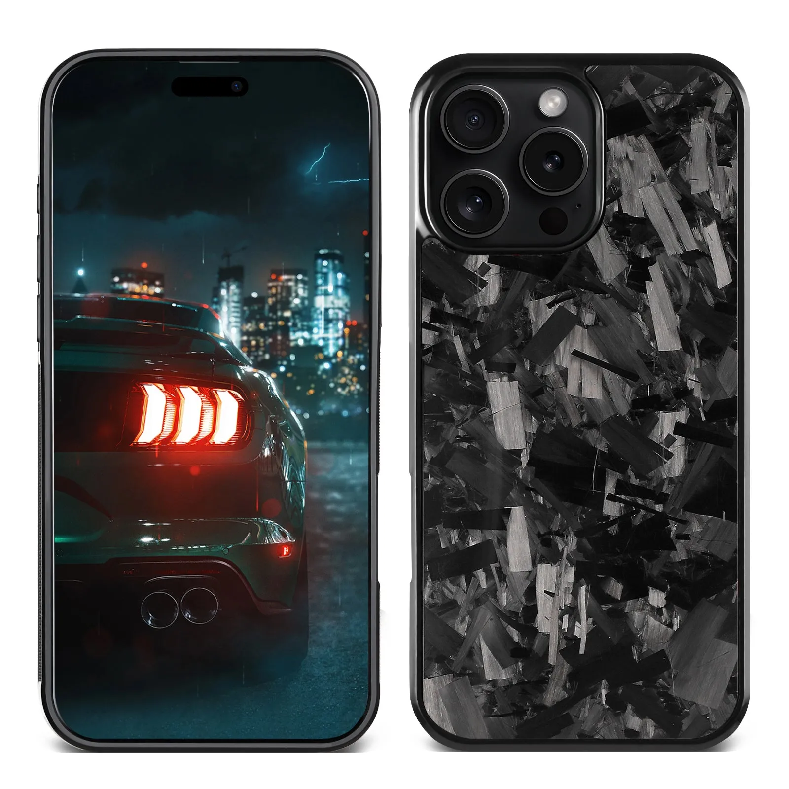 Large grain textured mobile phone case for iPhone 14 to 17 series in black