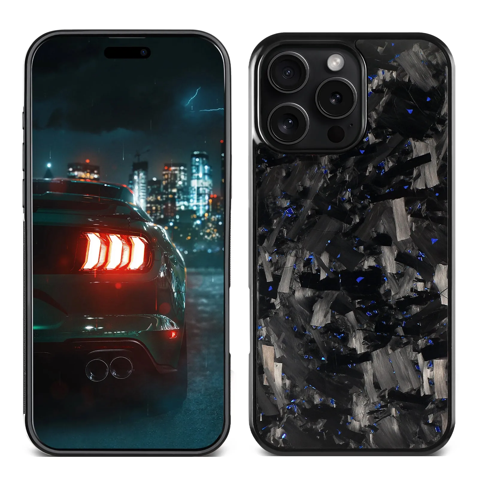 Large grain textured mobile phone case for iPhone 14 to 17 series in black