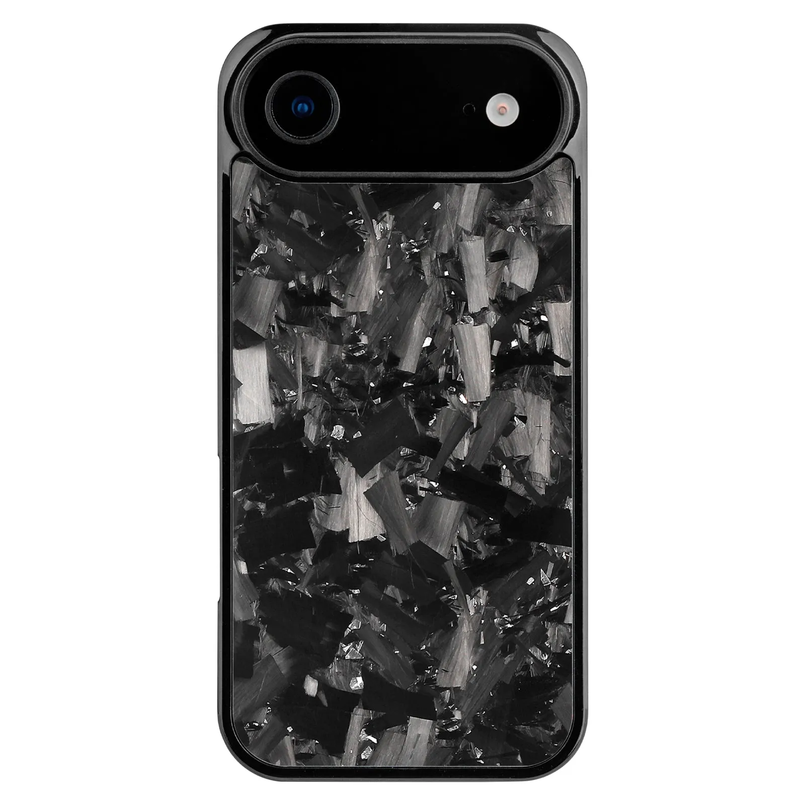 Large grain textured mobile phone case for iPhone 14 to 17 series in black