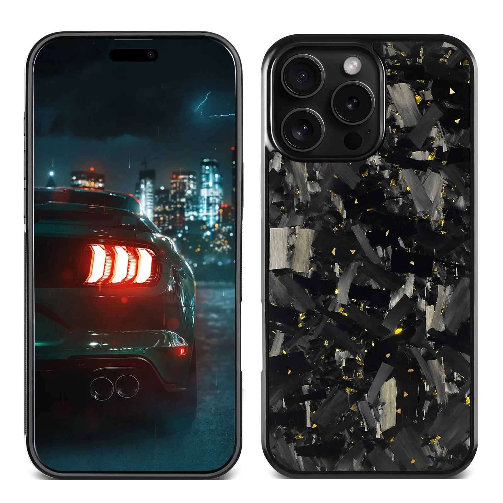 Large grain textured mobile phone case for iPhone 14 to 17 series in black