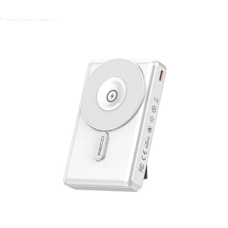 Magnetic wireless power bank 10000mAh plastic shell black colour compact size 102x66x24mm
